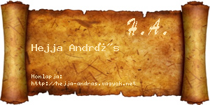 Hejja András névjegykártya